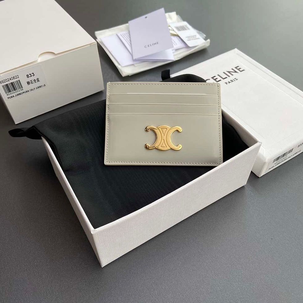Celine TRIOMPHE Card Holder Wallet | Light Stone Celine Dupe with Zipper Closure