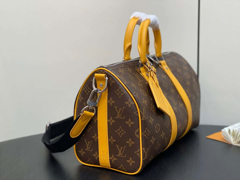 Thumbnail: Louis Vuitton LV KEEPALL BANDOULIÈRE 35 Handbag Old Flower Yellow Travel Bag | Fashion Haven