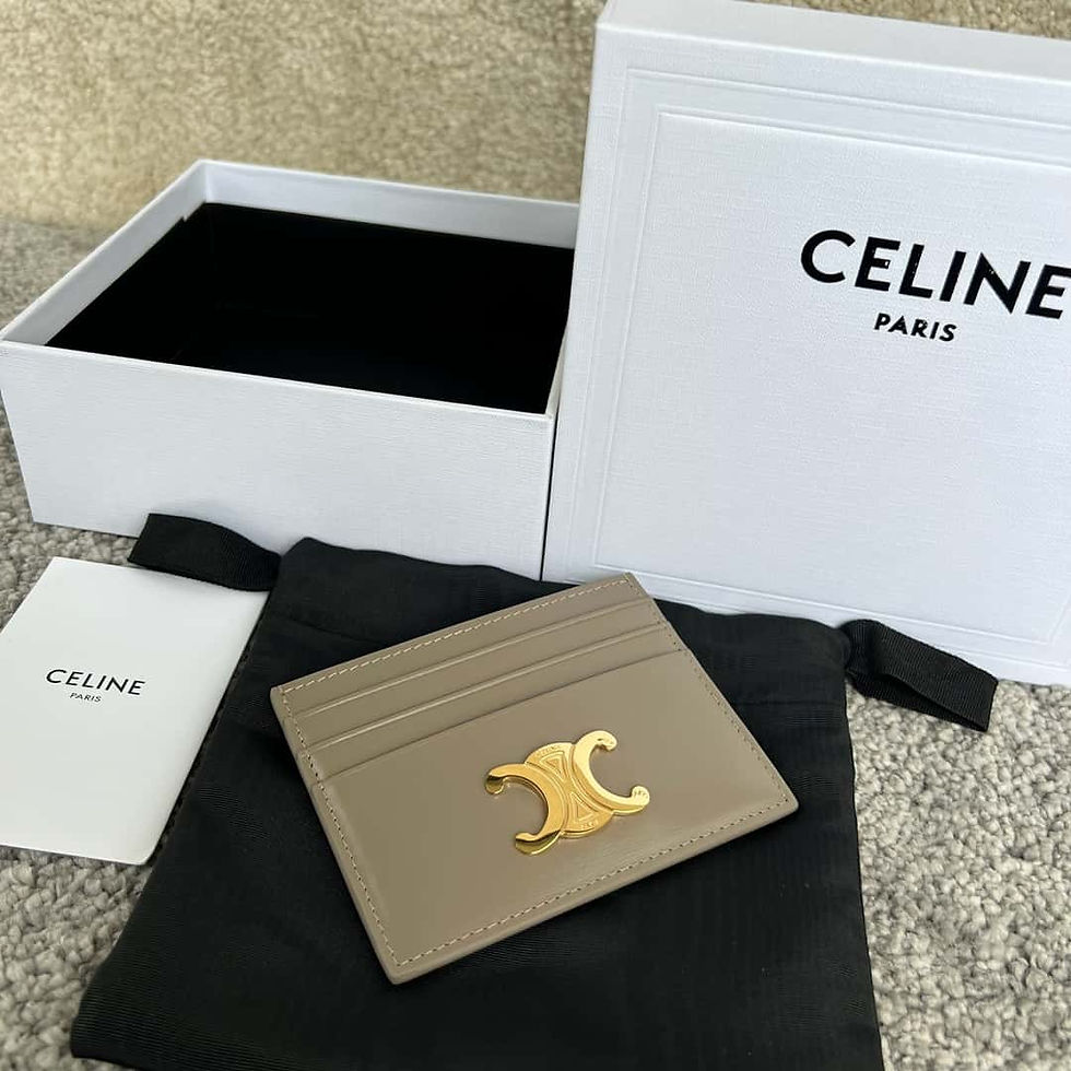 Thumbnail: CELINE TRIOMPHE shiny cow leather card holder gray celine replica wallet