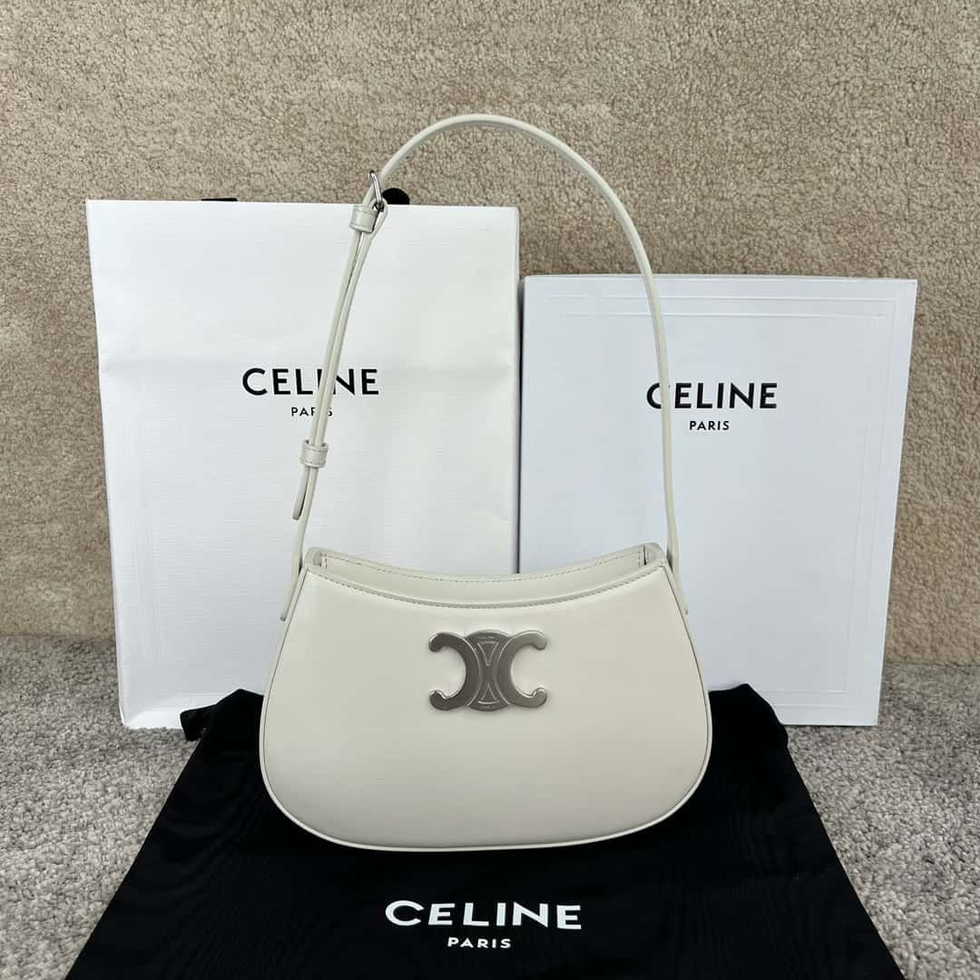 CELINE Tili Medium Cowhide Leather Handbag – Celine Inspired Designer Bag White