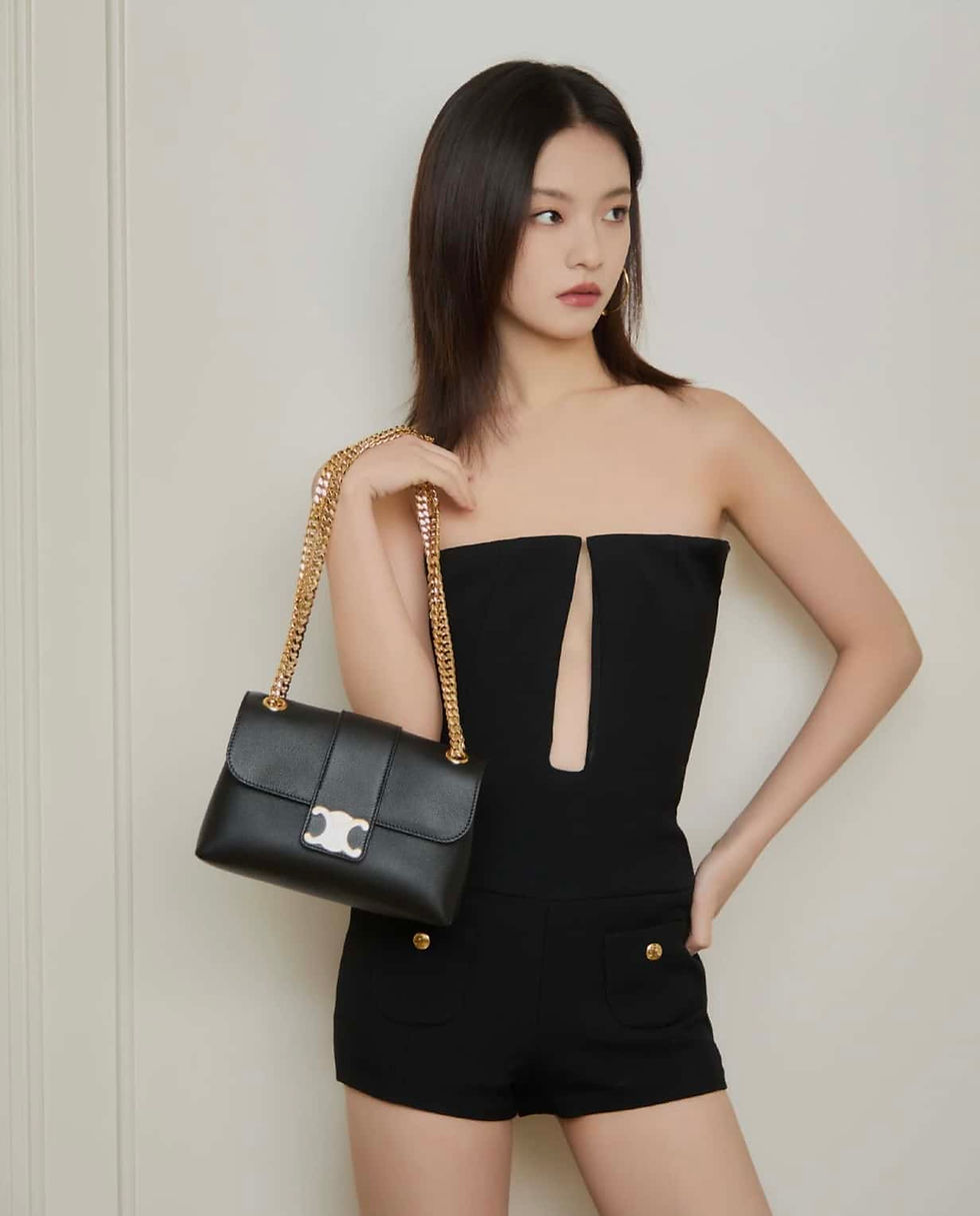 Miniaturbild: CELINE TEEN VICTOIRE Small Soft Cow Leather Handbag Black - Designer Dupe Bag