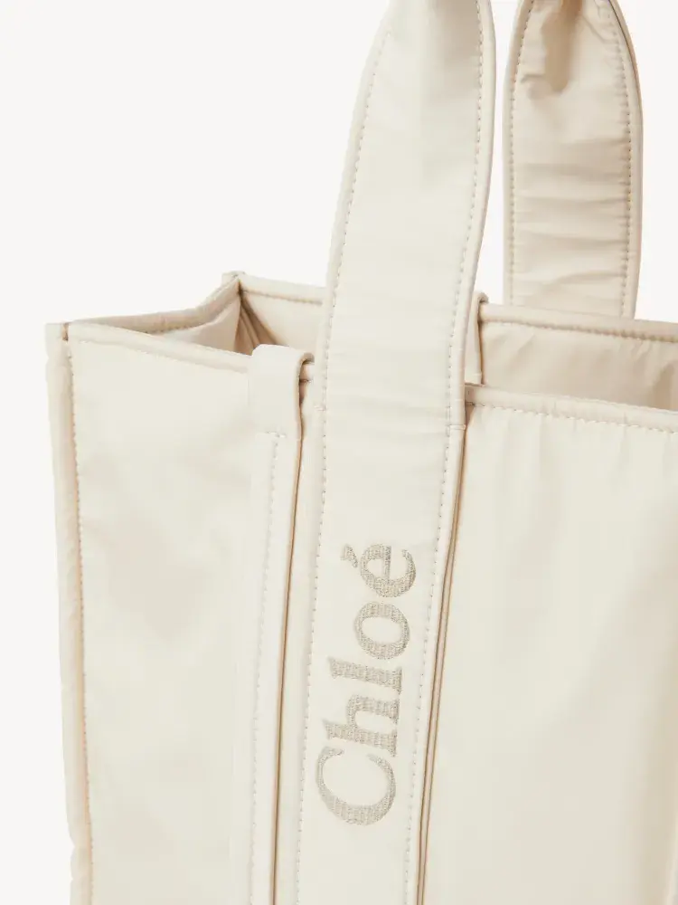 Thumbnail: Chloé Woody Nylon Tote Bag 45CM – Apricot Large-Size Chloé Inspired Tote Bag