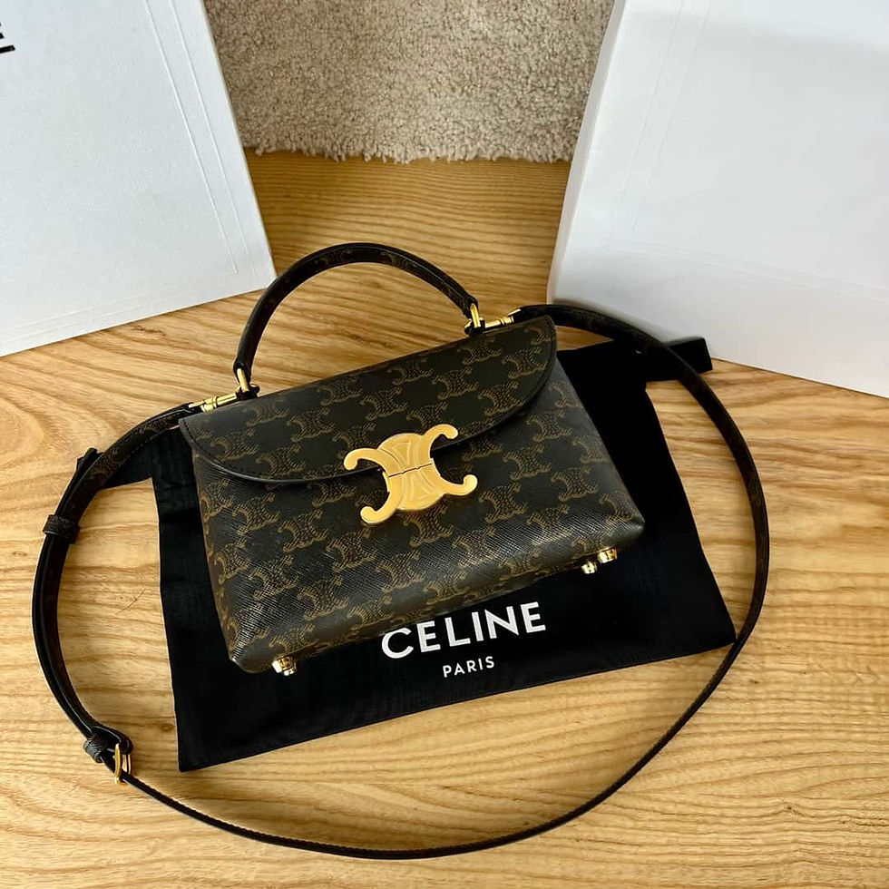 Thumbnail: CELINE NINO small logo printed cowhide leather handbag old flower