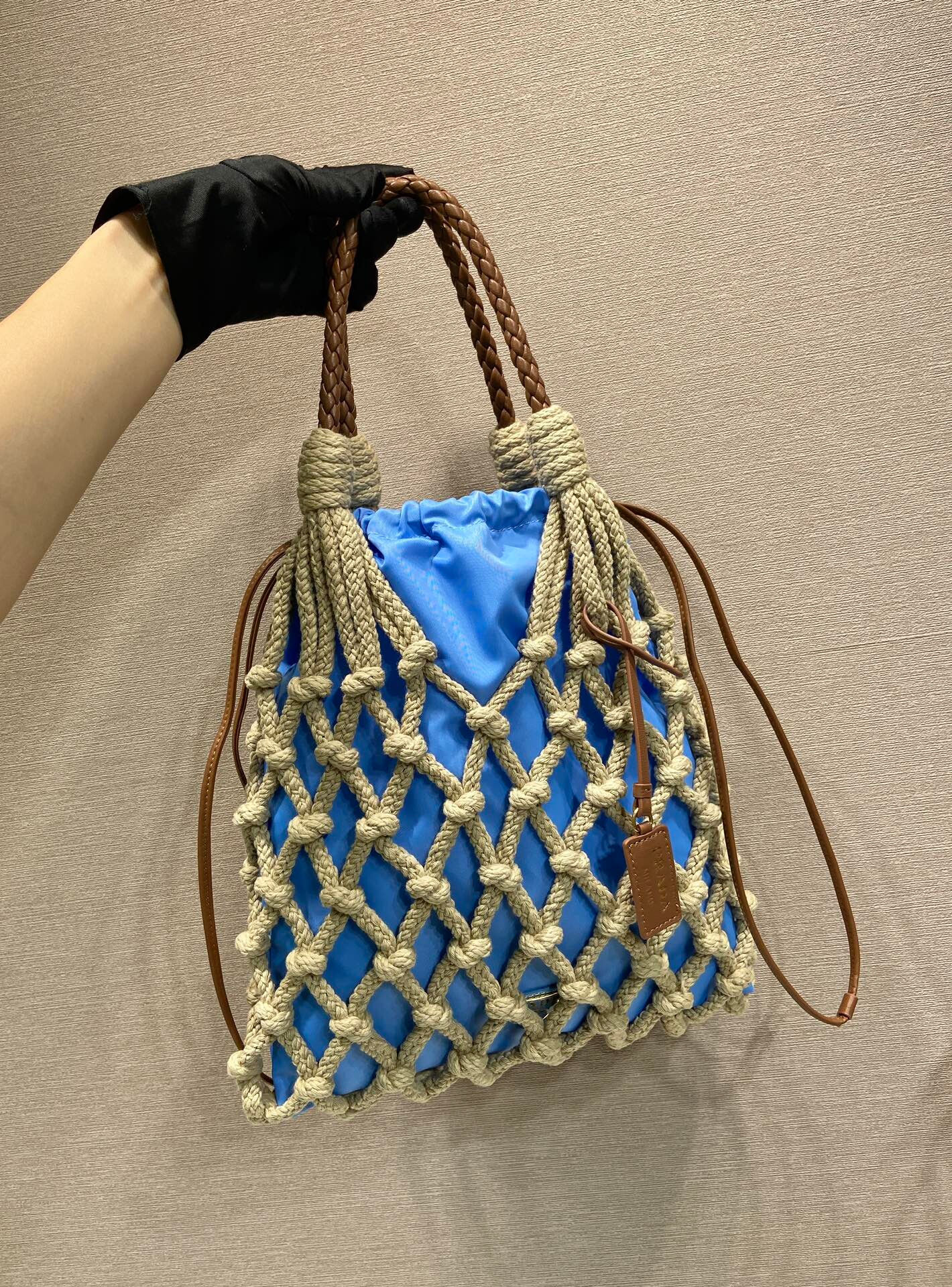 Prada new handmade rope bag macramé design 1BC111 braided