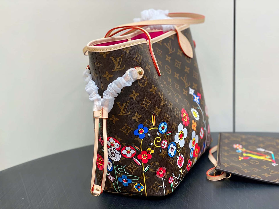 Thumbnail: Louis Vuitton LV Old Flower Silk-screen Flower Shopping Bag NEVERFULL Medium Bag