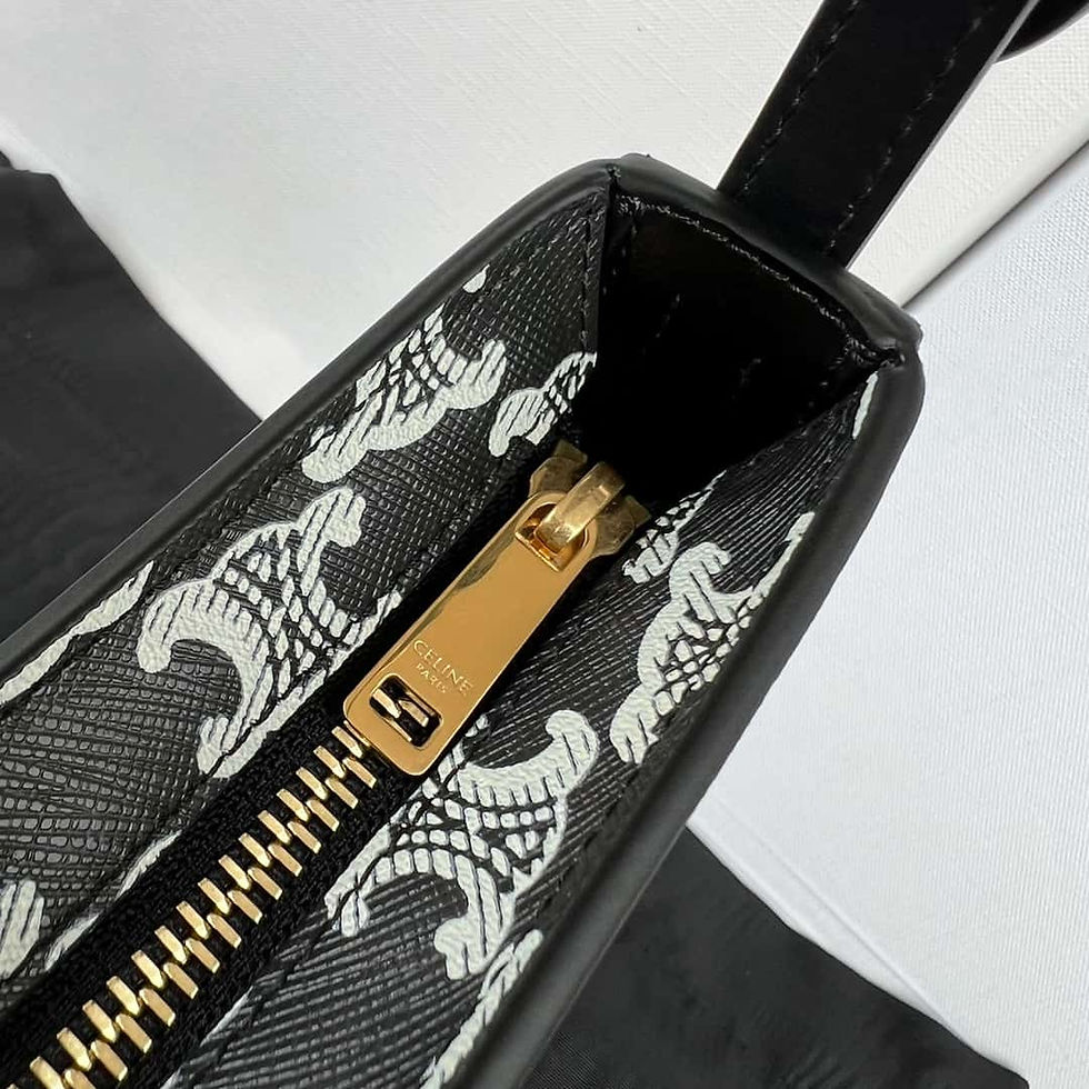 Thumbnail: CELINE TILI medium size logo printed cow leather handbag celine replica bag