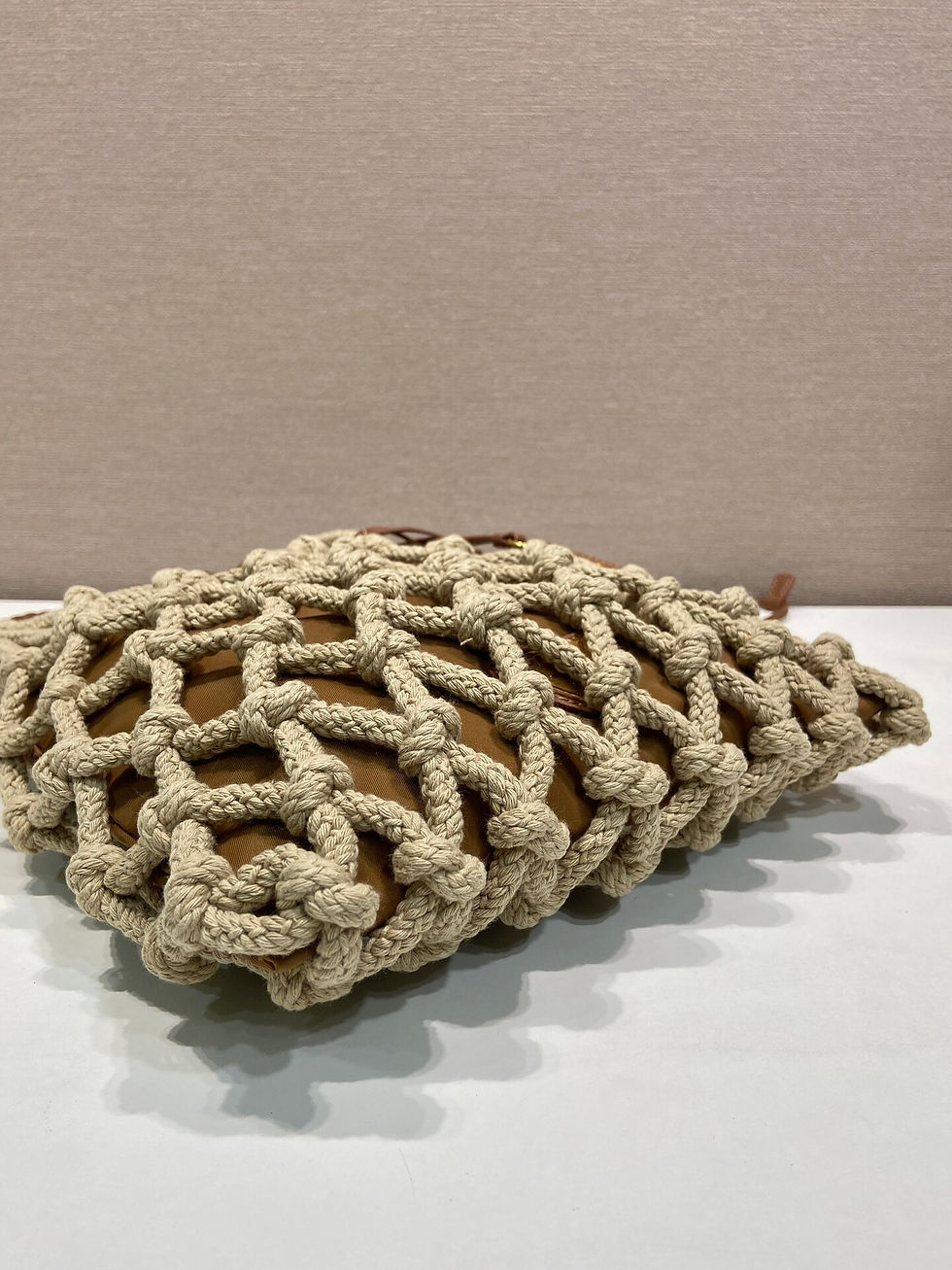 Thumbnail: Prada new handmade rope bag macramé design 1BC111 braided