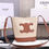 Miniaturbild: 23S CELINE Cuir Triomphe Bucket Bag – Small Striped Fabric Cowhide Celine Dupe