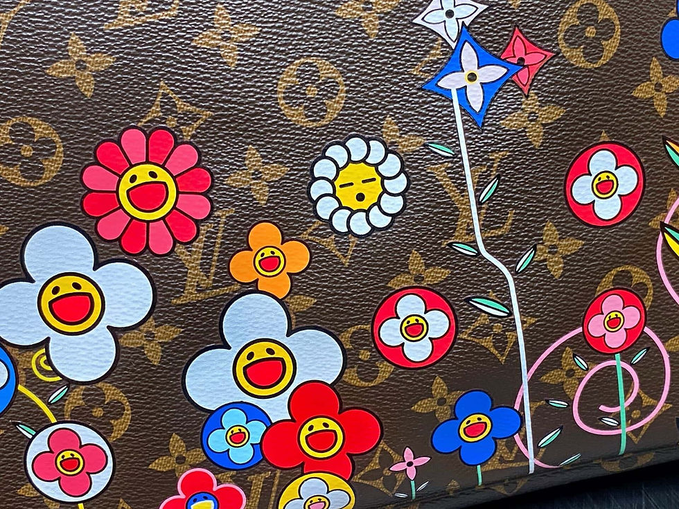 Thumbnail: Louis Vuitton LV Old Flower Silk-screen Flower Shopping Bag NEVERFULL Medium Bag