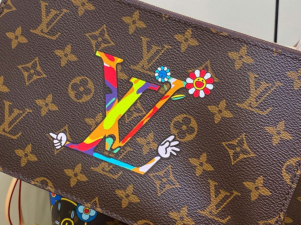Thumbnail: Louis Vuitton LV Old Flower Silk-screen Flower Shopping Bag NEVERFULL Medium Bag
