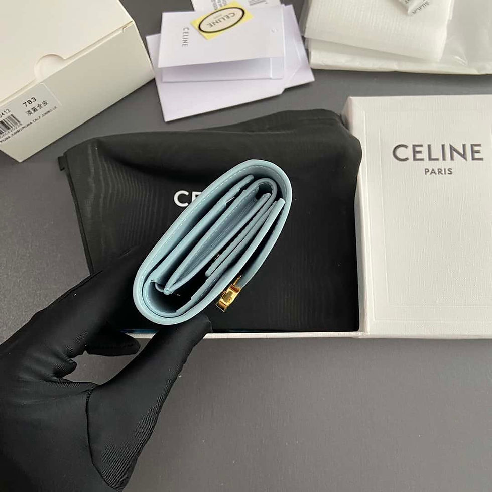 Miniaturbild: 2025’s Viral Celine-Inspired Triomphe Wallet: Shiny Cow Leather Luxury Blue