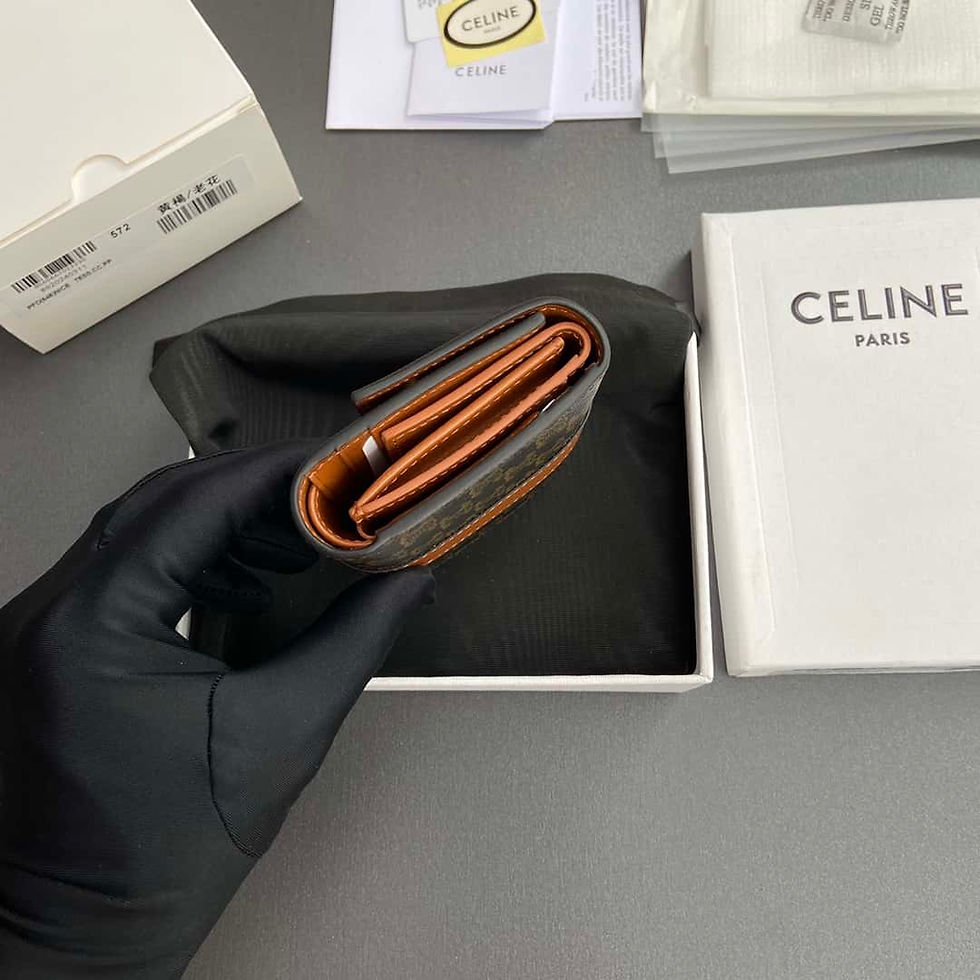 Thumbnail: CELINE TRIOMPHE logo printed short trifold wallet