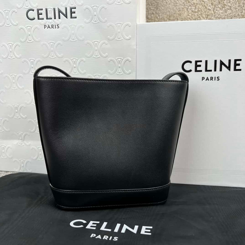 Thumbnail: Celine CUIR TRIOMPHE Mini smooth cowhide bucket bag black
