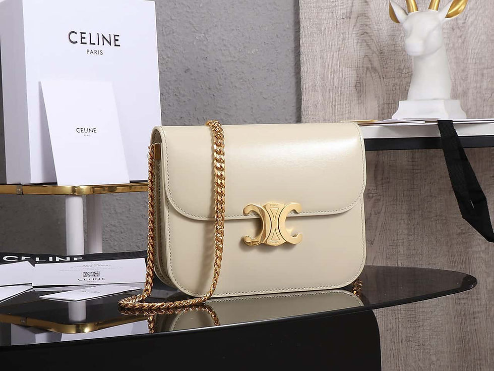 Celine 23s Triomphe College Bag - Bright Cowhide Leather Chain Strap AAA Replica