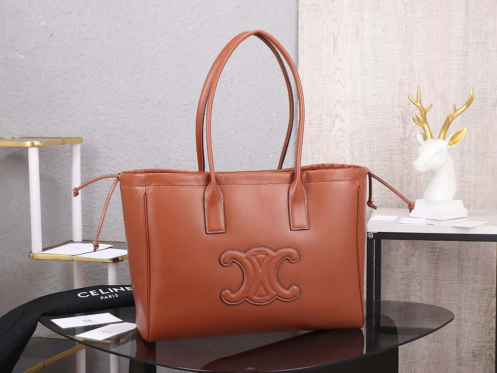 CELINE CABAS TRIOMPHE smooth cow leather drawstring bag celine copy bag