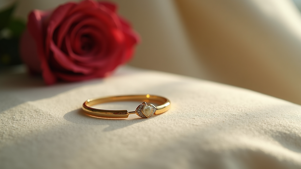 Eye-level view of a Cartier Love Bracelet placed on a soft surface