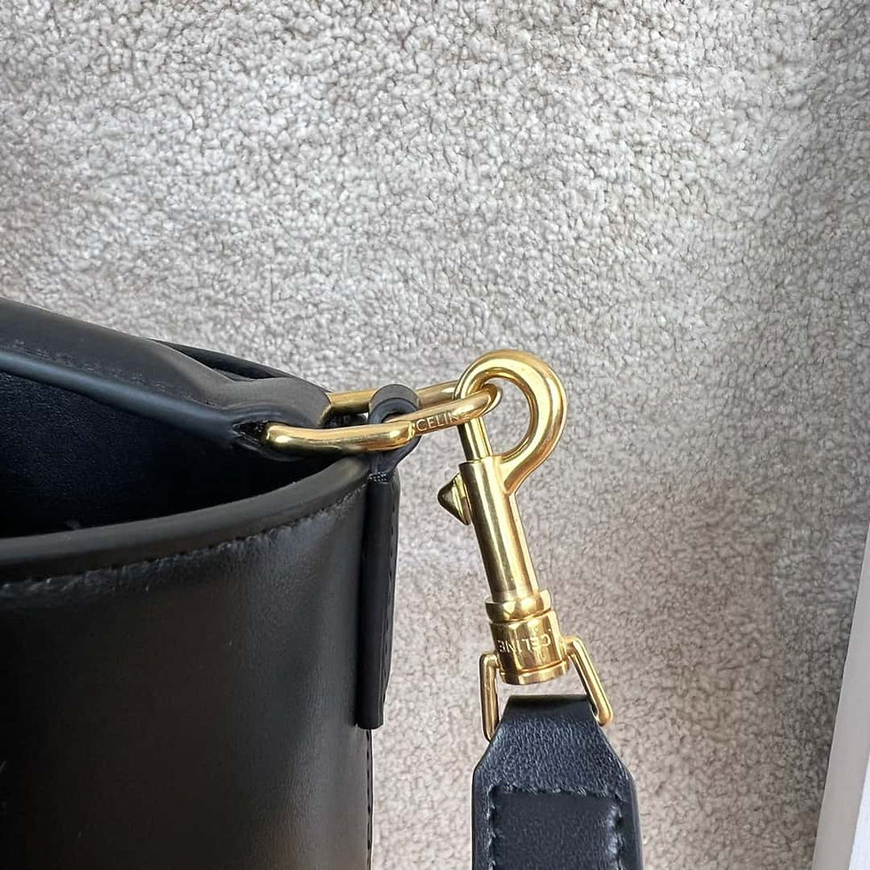Thumbnail: CELINE LOUISE medium size smooth cow leather handbag brown black