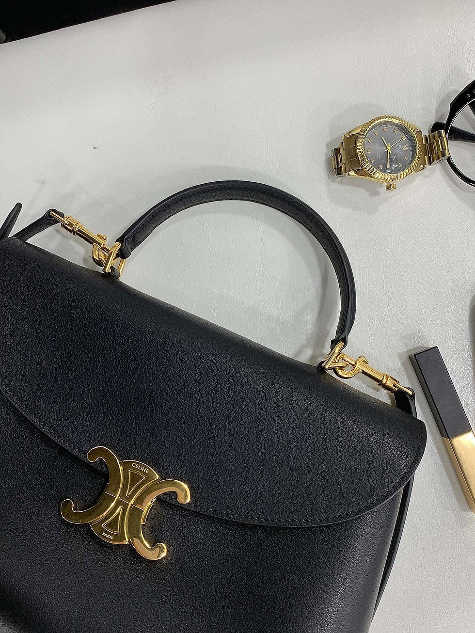 Thumbnail: CELINE Nino Medium Soft Cow Leather Handbag – Celine Inspired Shoulder Bag Black