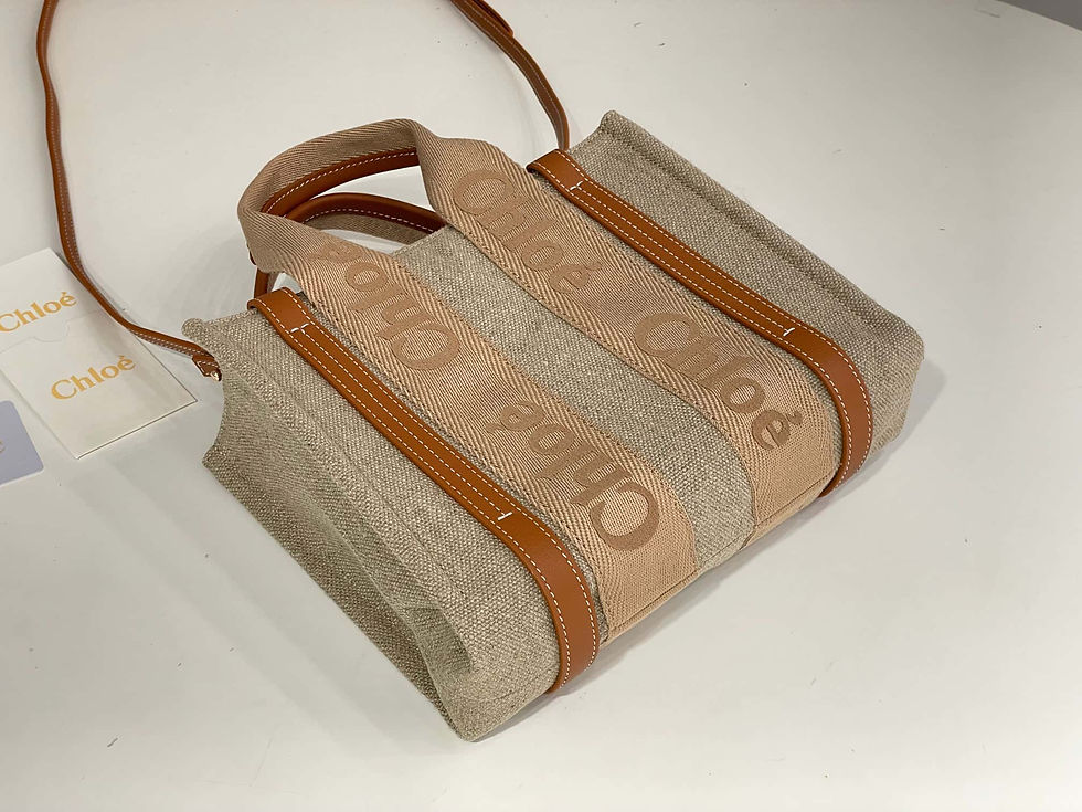 Thumbnail: Chloé Woody Linen & Leather Tote Bag 26CM – Orange Small-Size Chloé Knockoff Bag