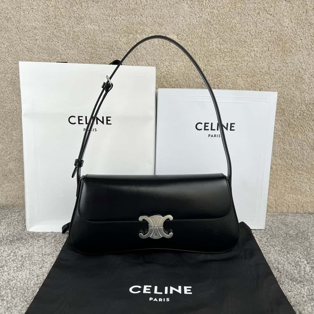 CELINE Lola Medium Shiny Cowhide Handbag – Elegant Celine Replica Bag Black