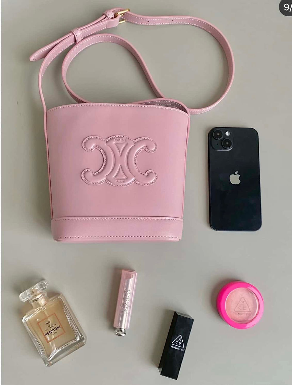 Thumbnail: Celine CUIR TRIOMPHE Mini smooth cowhide bucket bag pink