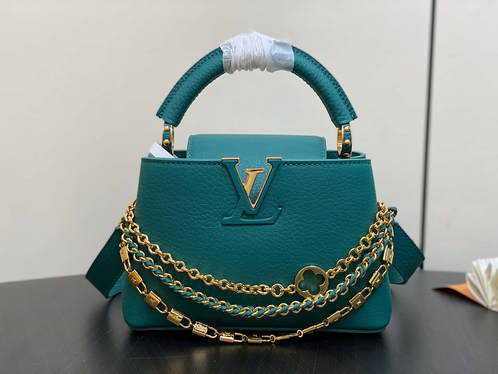 Miniaturbild: Louis Vuitton LV Capucines mini handbag full leather cap british style bag green