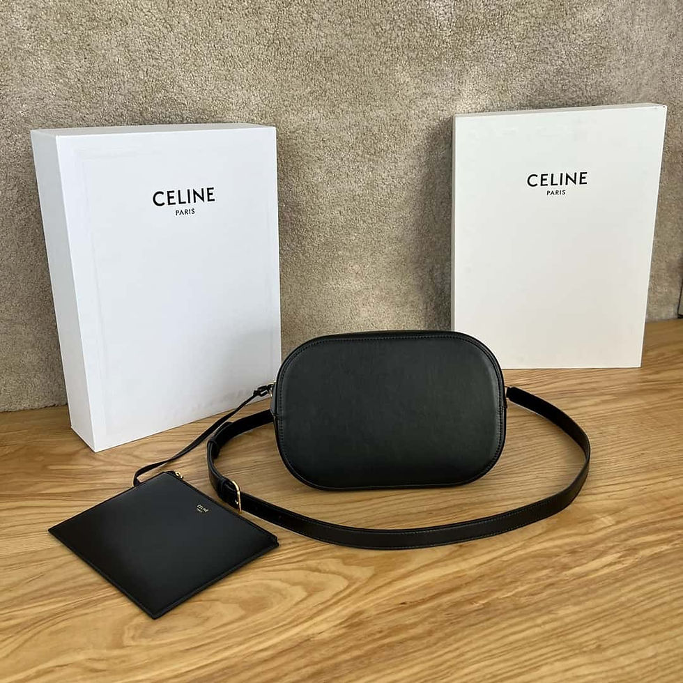 Thumbnail: CELINE LOUISE medium size smooth cow leather handbag brown black