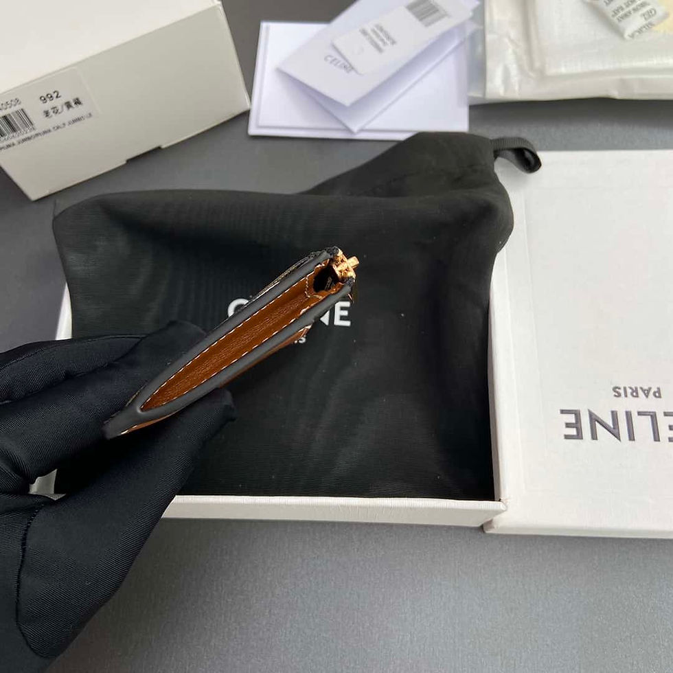 Thumbnail: CELINE TRIOMPHE logo printed sheepskin zipper card bag