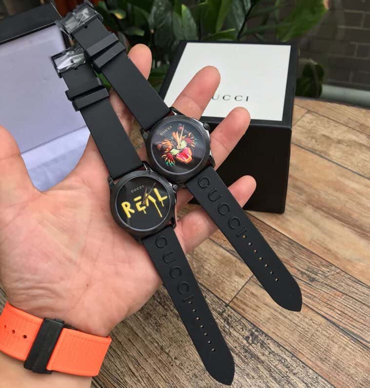 Thumbnail: Black PVD Qu-artz Cat-Face Watch – GUC270