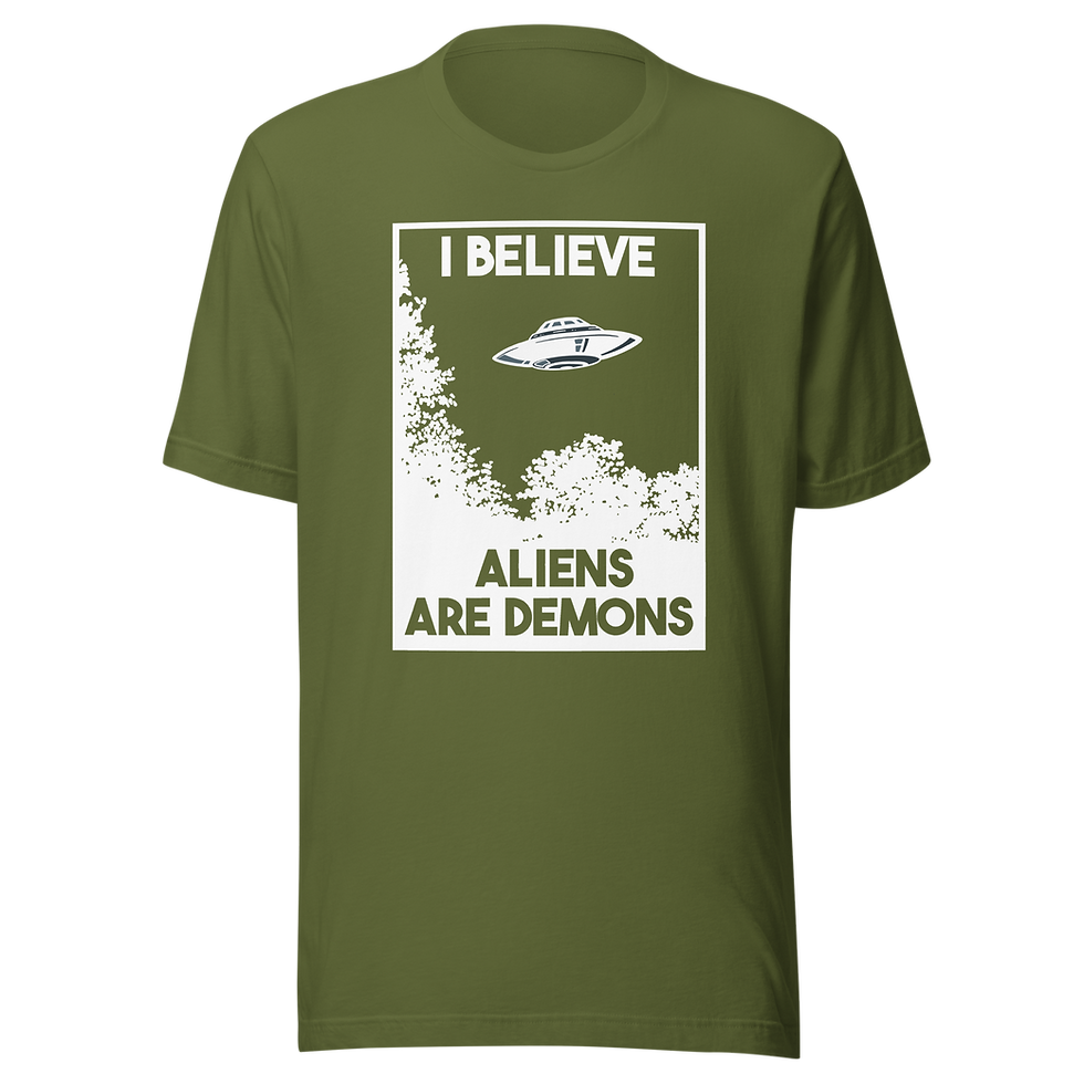 Thumbnail: I Believe Aliens Are Demons - White Print - T-Shirt 