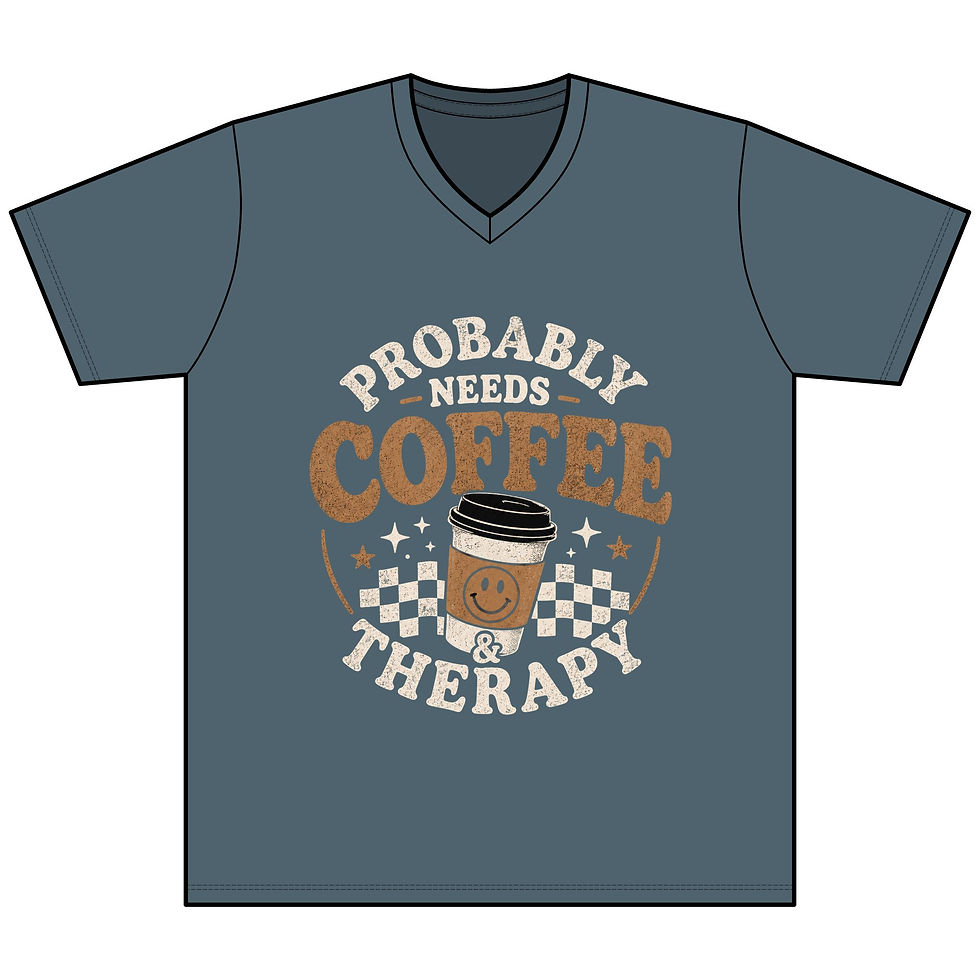 Thumbnail: Probably Needs Coffee & Therapy Funny Graphic T-Shirt | Retro Coffee Lover Tee