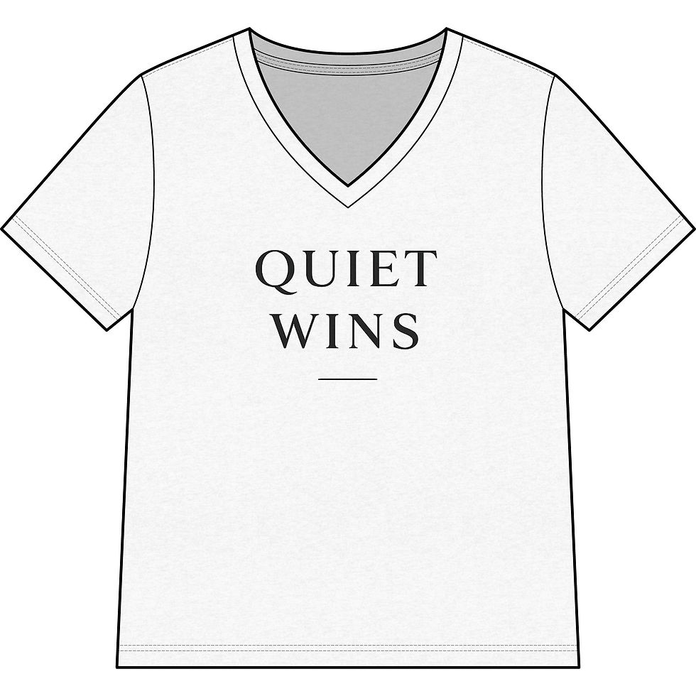 Thumbnail: Quiet Wins V-Neck Tee – Minimalist Inspirational T-Shirt - Wabi Sabi Quote Tee