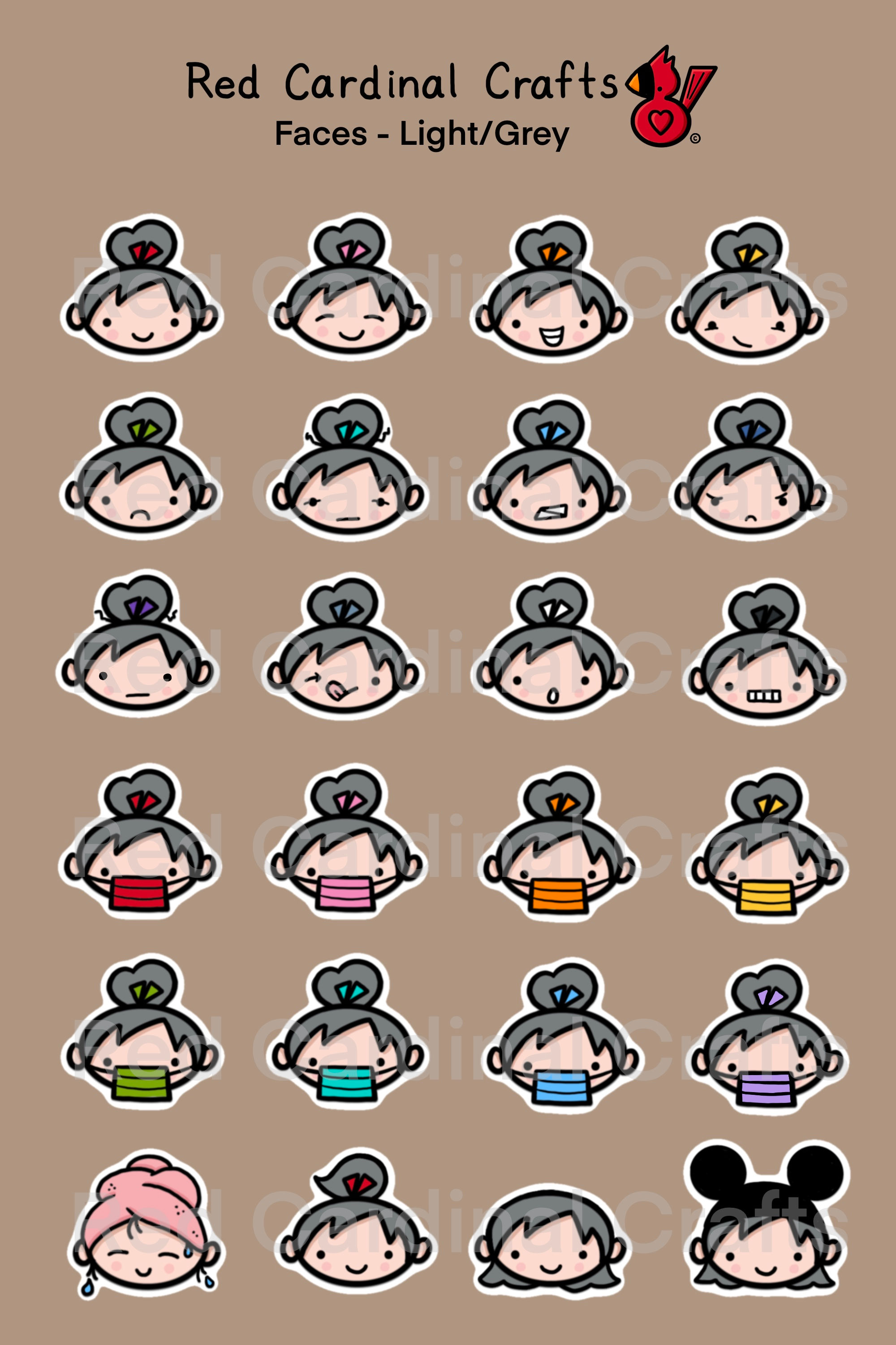 Digital Stickers - Faces/light skin/grey hair