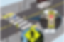 A digital illustration of a pedestrian crossing a marked crosswalk with safety features, including pedestrian crossing signs and in-street yield signs reminding drivers to stop for pedestrians. Two insets zoom in on specific signs: one showing a yellow pedestrian crossing sign and another displaying a "State Law: Yield to Pedestrians Within Crosswalk" sign.