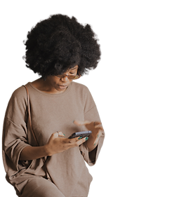 Two women using their smartphones texting regarding the mental health services.