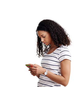 Two women using their smartphones texting regarding the mental health services.