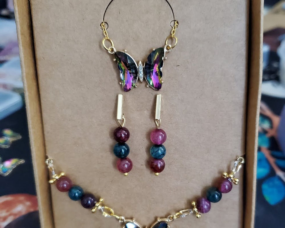Thumbnail: Aurora Butterfly & Fluorite Jewelry set shown in box