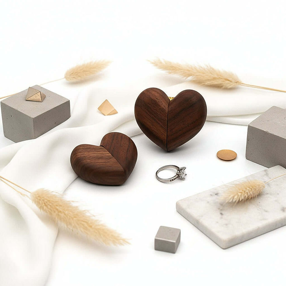 Thumbnail: Walnut Heart Ring Box – Wooden Engagement & Proposal Jewelry Box