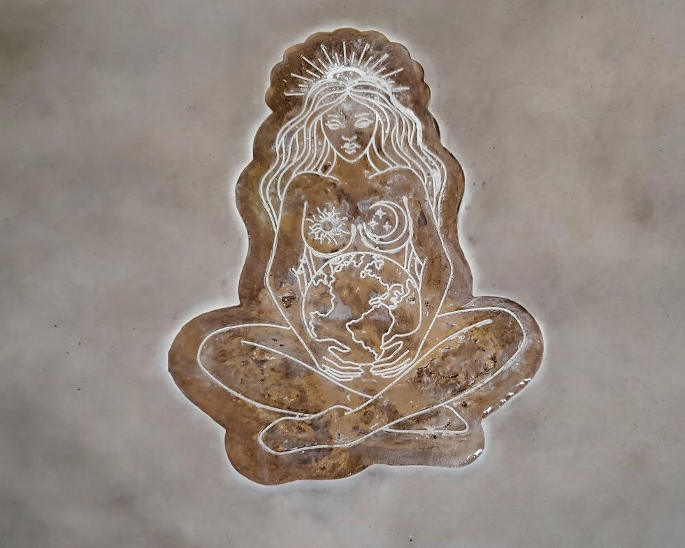 Mother Goddess Decorative Plaque in earth tones; front view
