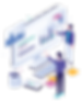 illustration of two men standing in front of an oversized laptop displa