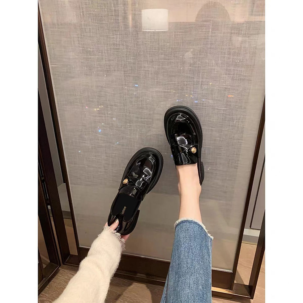 Thumbnail: British Style Genuine Leather Chunky Heel Loafers for Women
