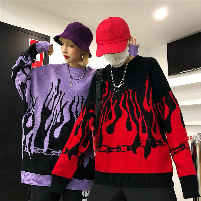 Thumbnail: 2019 Winter Hip Hop Loose Batwing Sweater Unisex