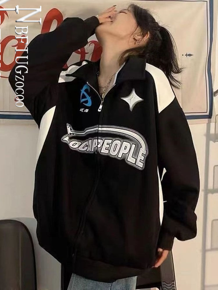 Thumbnail: Korean Streetwear Green Hoodie for Women