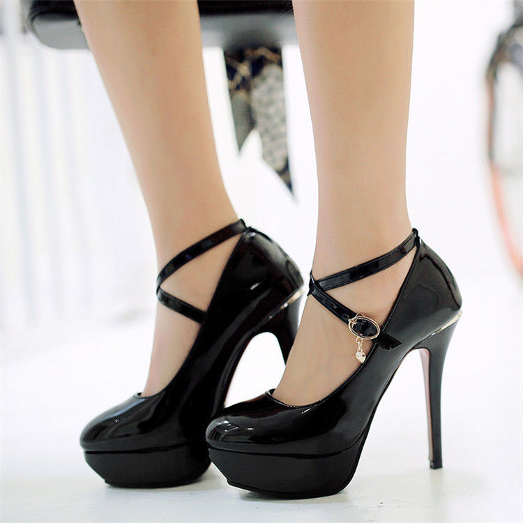 Thumbnail: Stylish Waterproof Platform High Heels with Round Toe