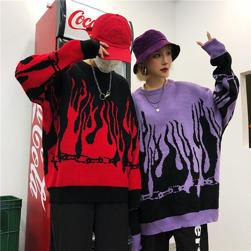 Thumbnail: 2019 Winter Hip Hop Loose Batwing Sweater Unisex