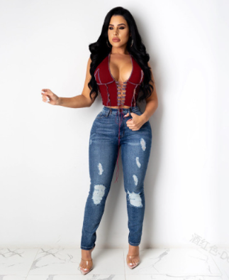 Thumbnail: 2020 Fall Women's Sheer Mesh Cutout Tie T-Shirt