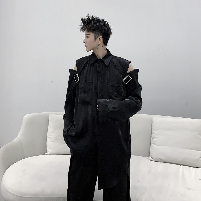 Men's Sheer Shoulder Reflective Shirt for Parties