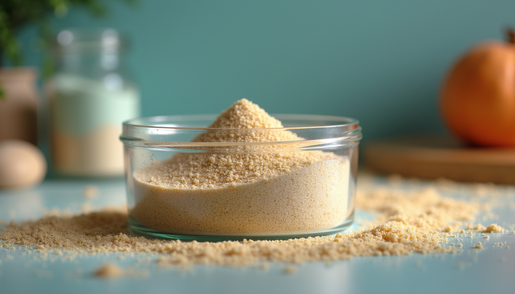 Close-up view of homemade kinetic sand in a clear container showing its texture and color