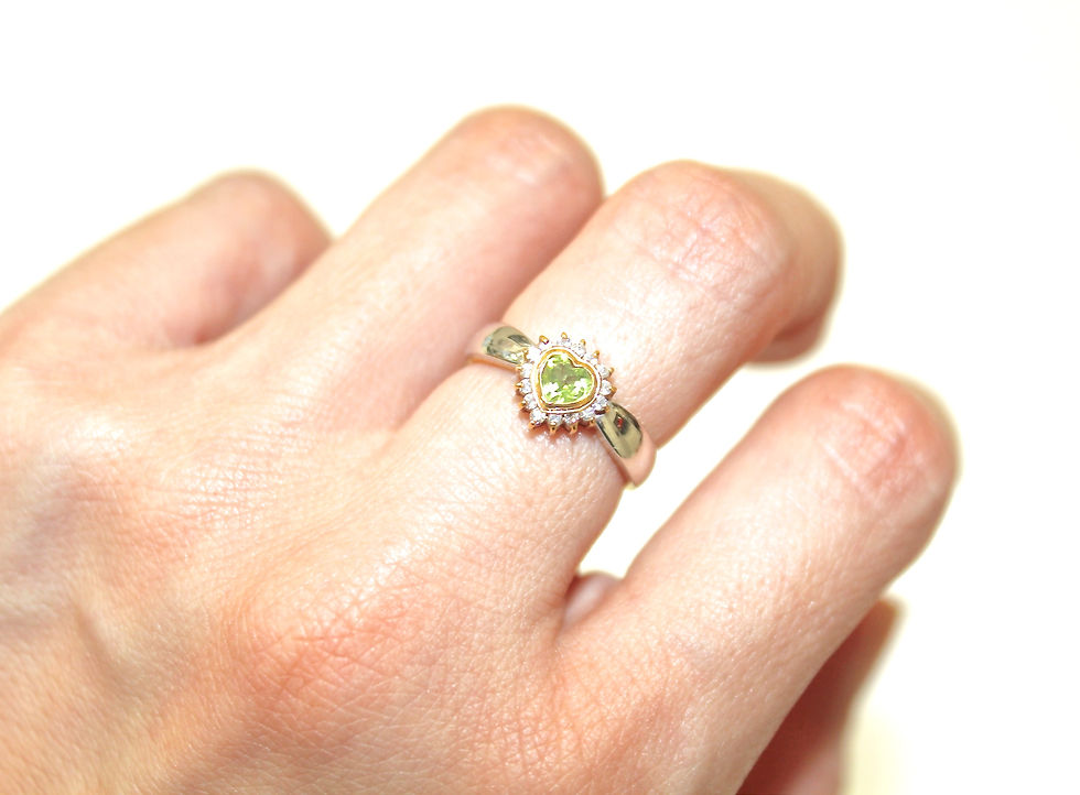 サムネイル： Pt900 K18YG PERIDOT DIAMOND RING