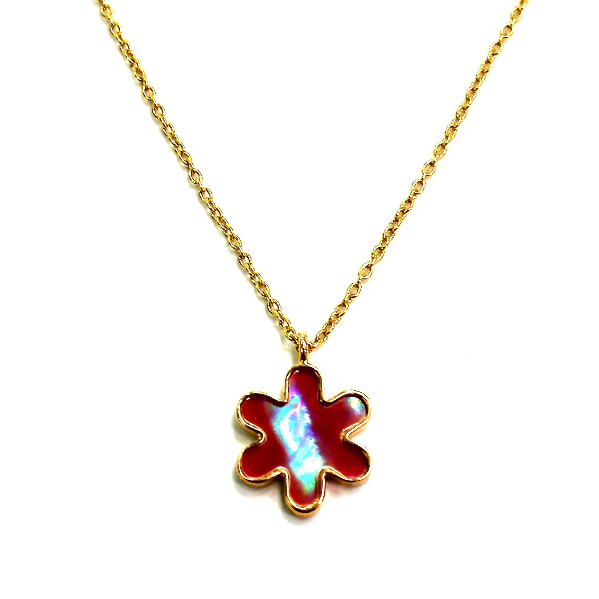 RADEN JEWELRY KIKU NECKLACE WHITE/RED